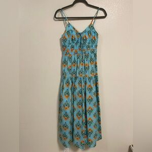 Moon River Dress Women’s Size Small Mint floral print Cotton MIDI Summer Dress